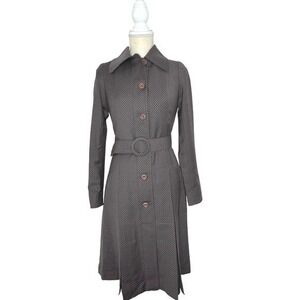 Edward an Trench Coat Womens 2 Brown/Pink and White Polka Dots